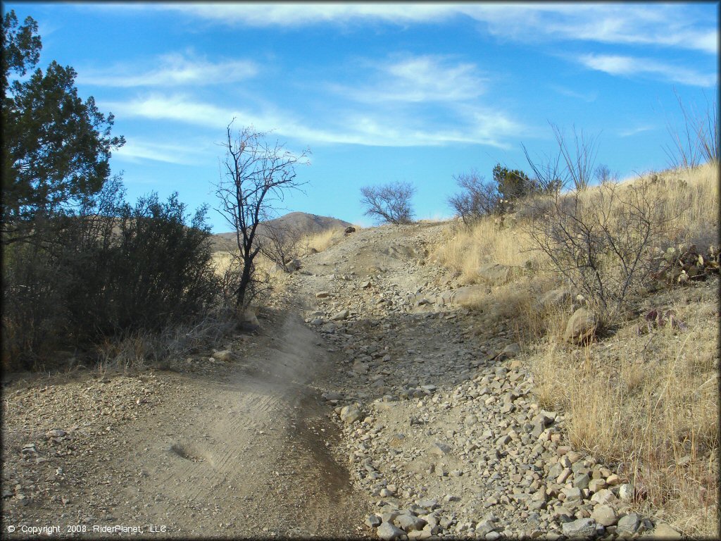 A rocky trail at Santa Rita OHV Routes Trail