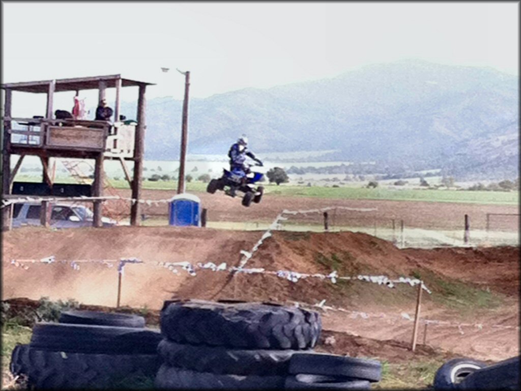 OHV getting air at Modoc County Fairgrounds Track