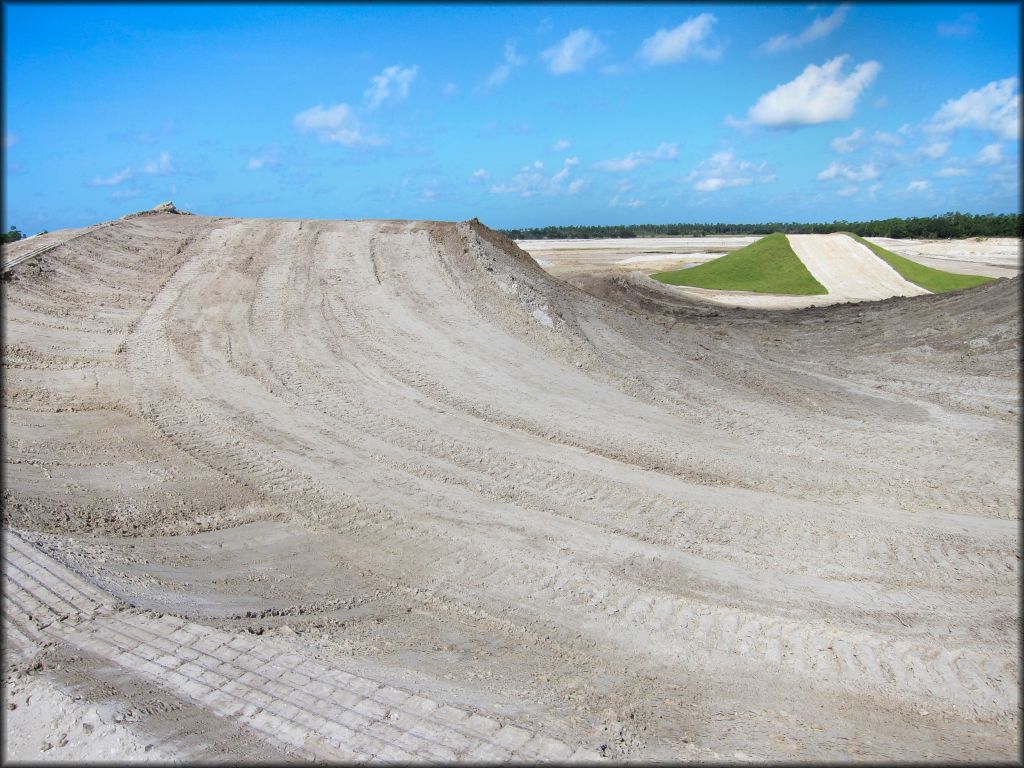 Close up view of partially constructed motocross track.