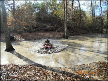 OHV crossing some water at Juderman's ATV Park Trail
