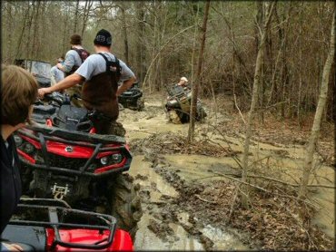 OHV crossing some water at Burden's Creek ATV Park Trail