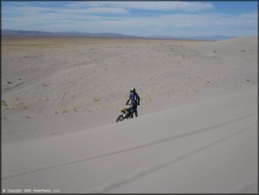 OHV crossing the water at Tonopah Dunes Dune Area