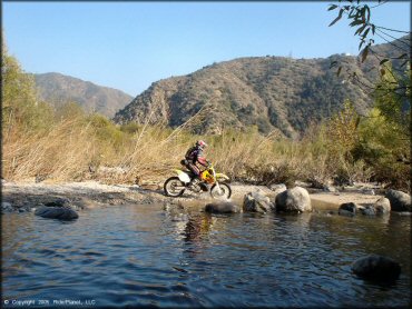 OHV crossing the water at San Gabriel Canyon OHV Area