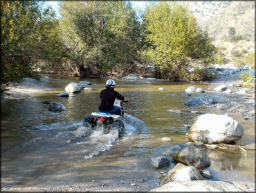 OHV crossing some water at San Gabriel Canyon OHV Area