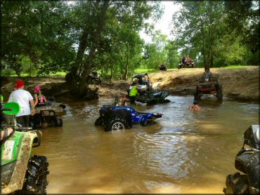 OHV traversing the water at Burden's Creek ATV Park Trail