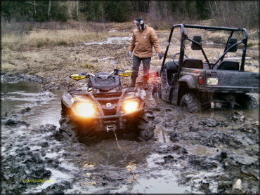 OHV in the water at Snow Shoe Rails to Trails