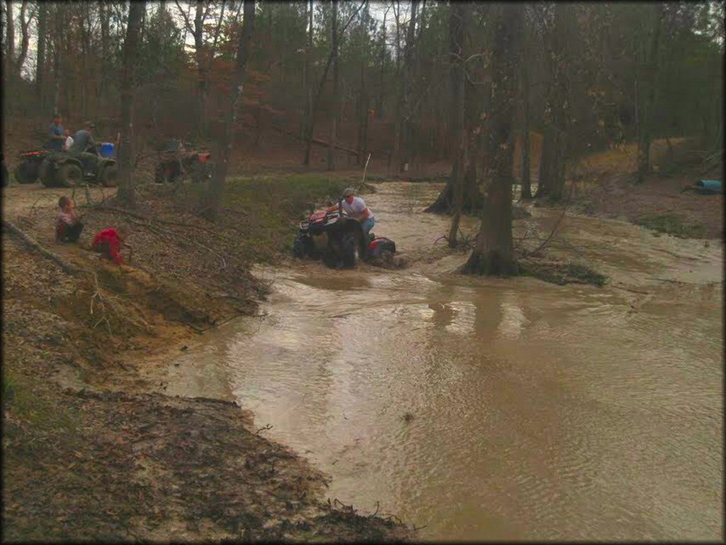 OHV crossing the water at Juderman's ATV Park Trail