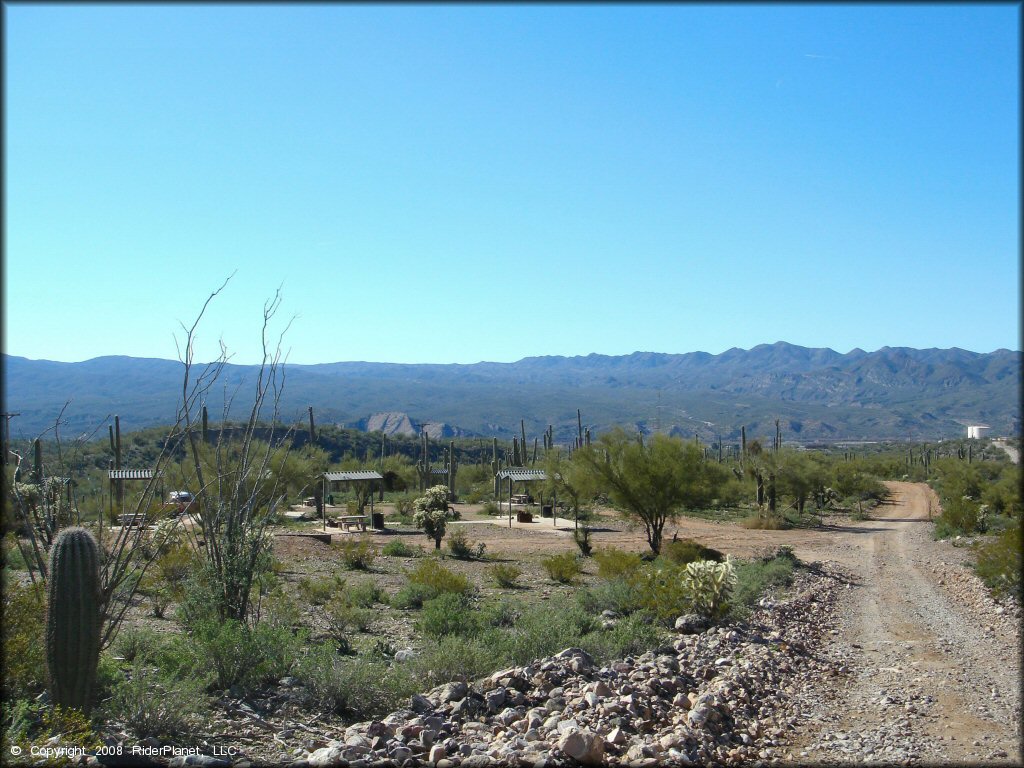 RV Trailer Staging Area and Camping at Mescal Mountain OHV Area Trail