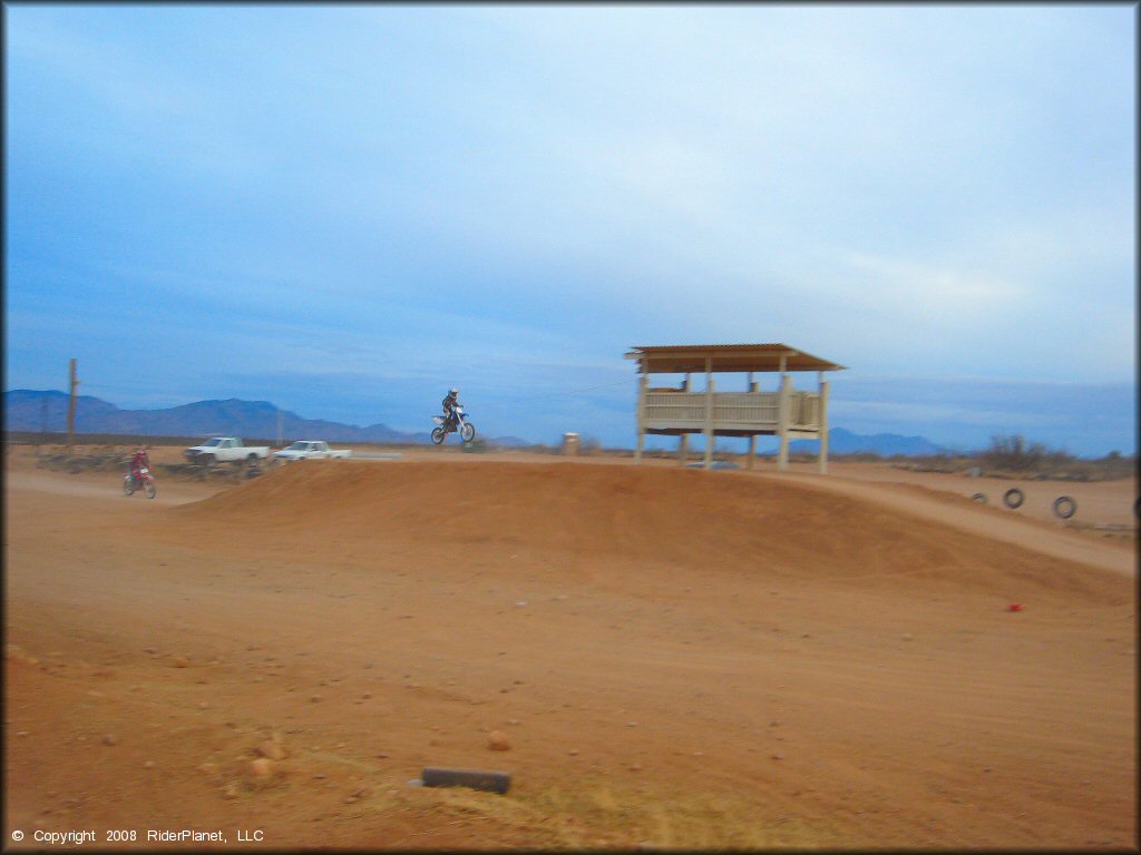 Yamaha YZ Dirt Bike jumping at Nomads MX Track OHV Area