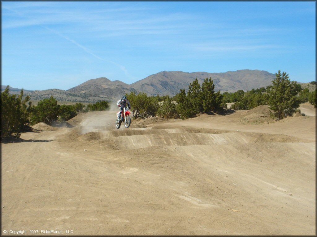 Honda CRF Off-Road Bike jumping at Stead MX OHV Area