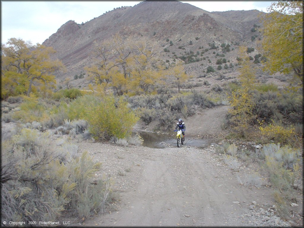 OHV crossing some water at Peavine Canyon Trail