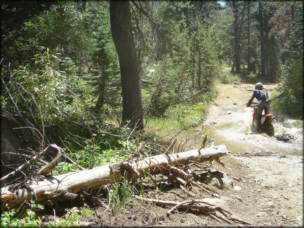 OHV crossing the water at Lower Blue Lake Trail