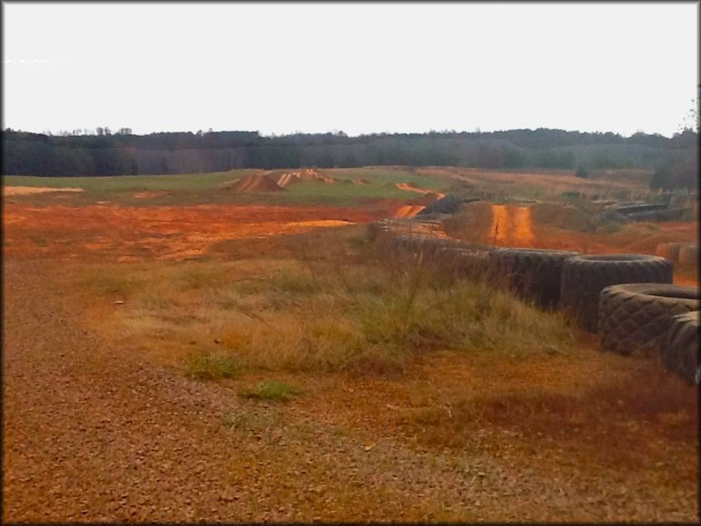 View of the enduro track with perimeter lined with truck tires.