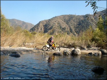 OHV crossing some water at San Gabriel Canyon OHV Area