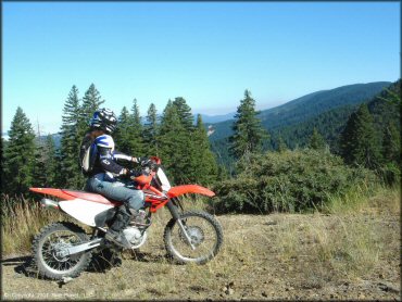 Girl riding a Honda CRF Motorcycle at Pilot Creek OHV Trails