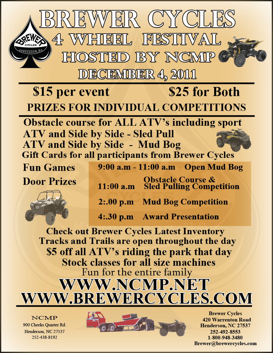 Brewer Cycles 4 Wheel Festival Flyer