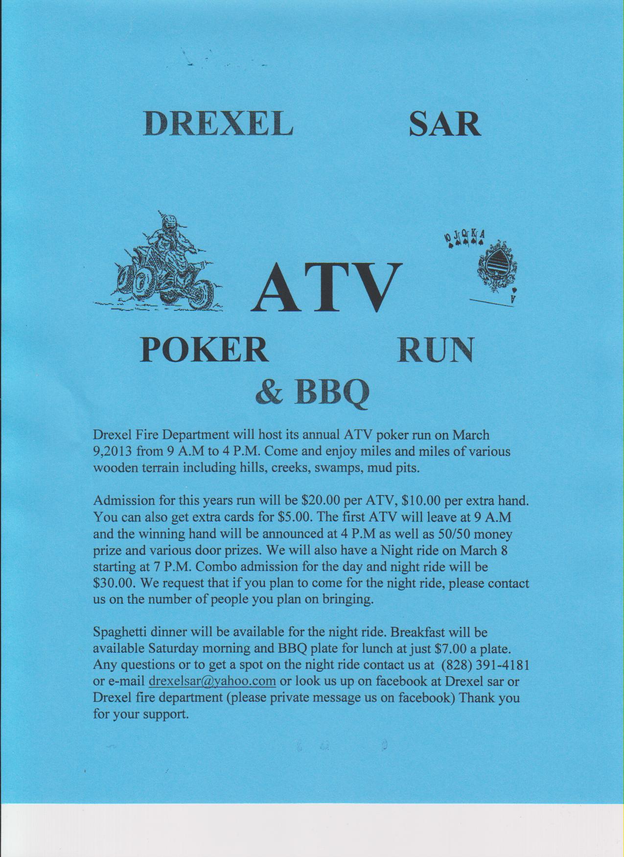 Drexel ATV and Poker Run Flyer