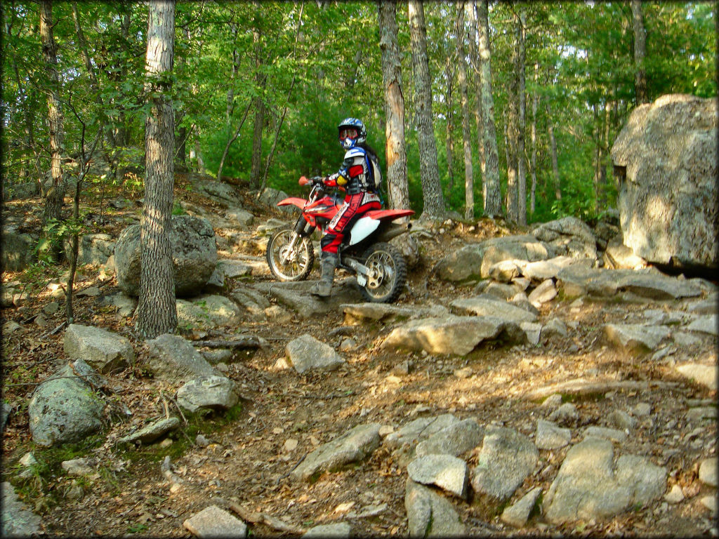Offroad Motorcycle on a Trail in Massachusetts