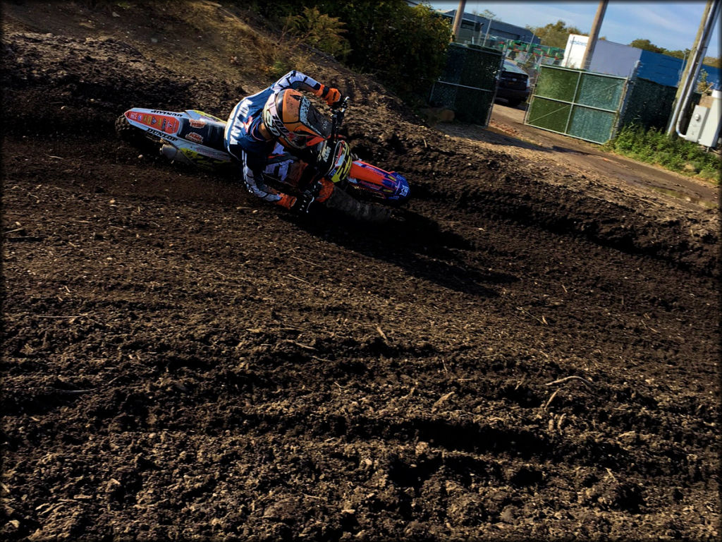 KTM motocross rider on track