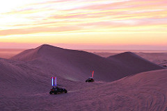 Dune buggies at Glamis with LED whip flags.