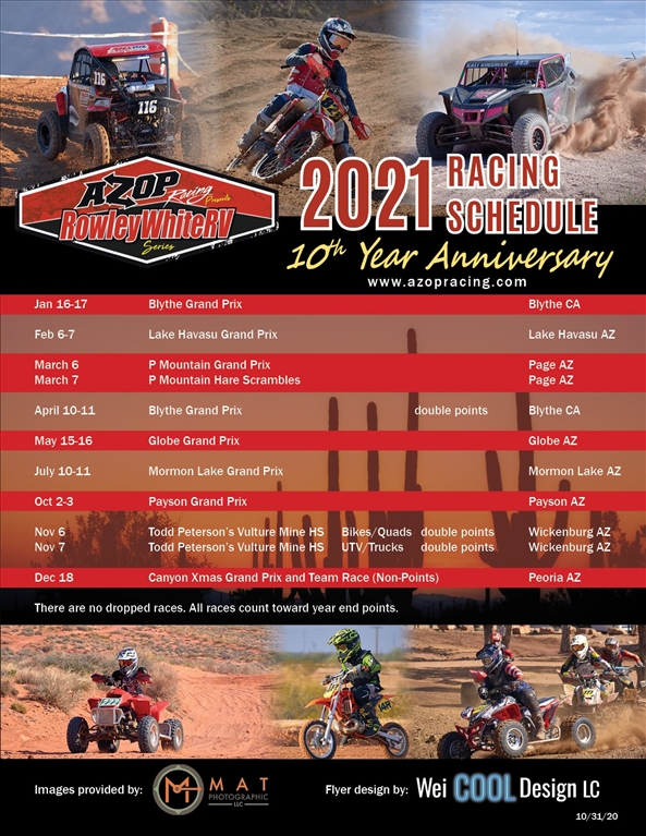 2021 AZOP Race Schedule