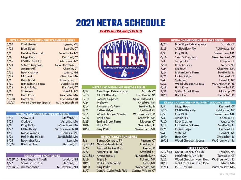 2021 NETRA Schedule