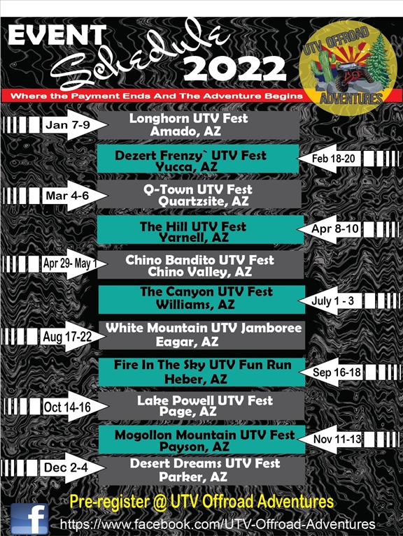 2022 UTV Adventures Schedule