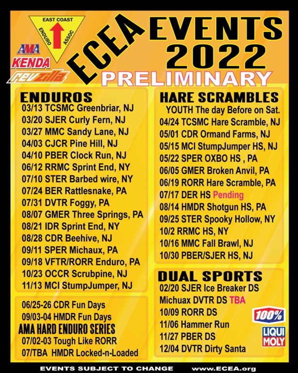 2022 ECEA Preliminary Schedule