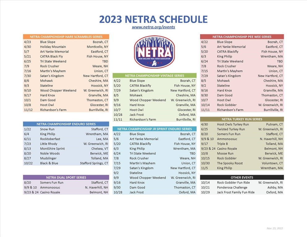 2023 NETRA Schedule