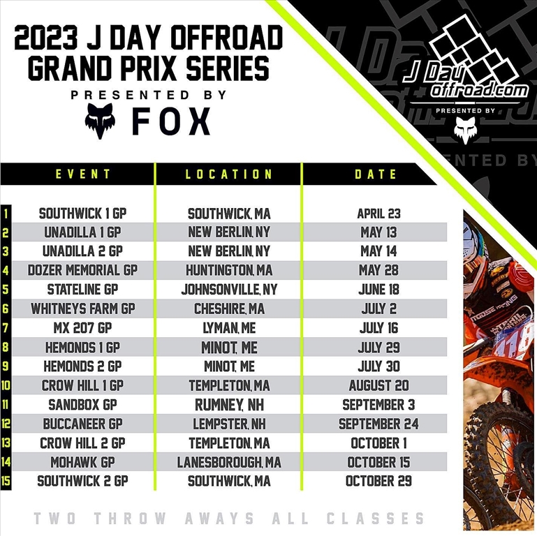 2023 JDay Offroad Schedule