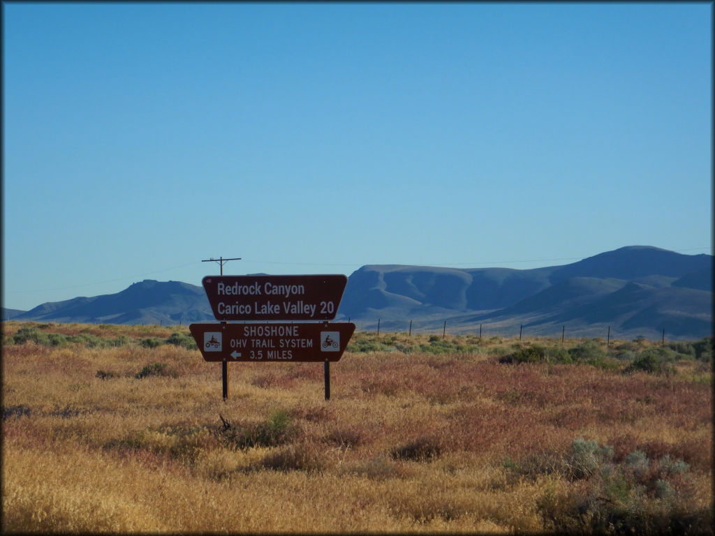 BLM signage for Shoshone OHV Trail System.