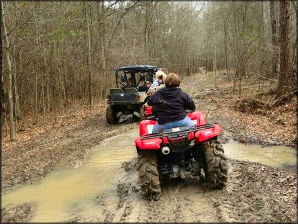OHV in the water at Burden's Creek ATV Park Trail