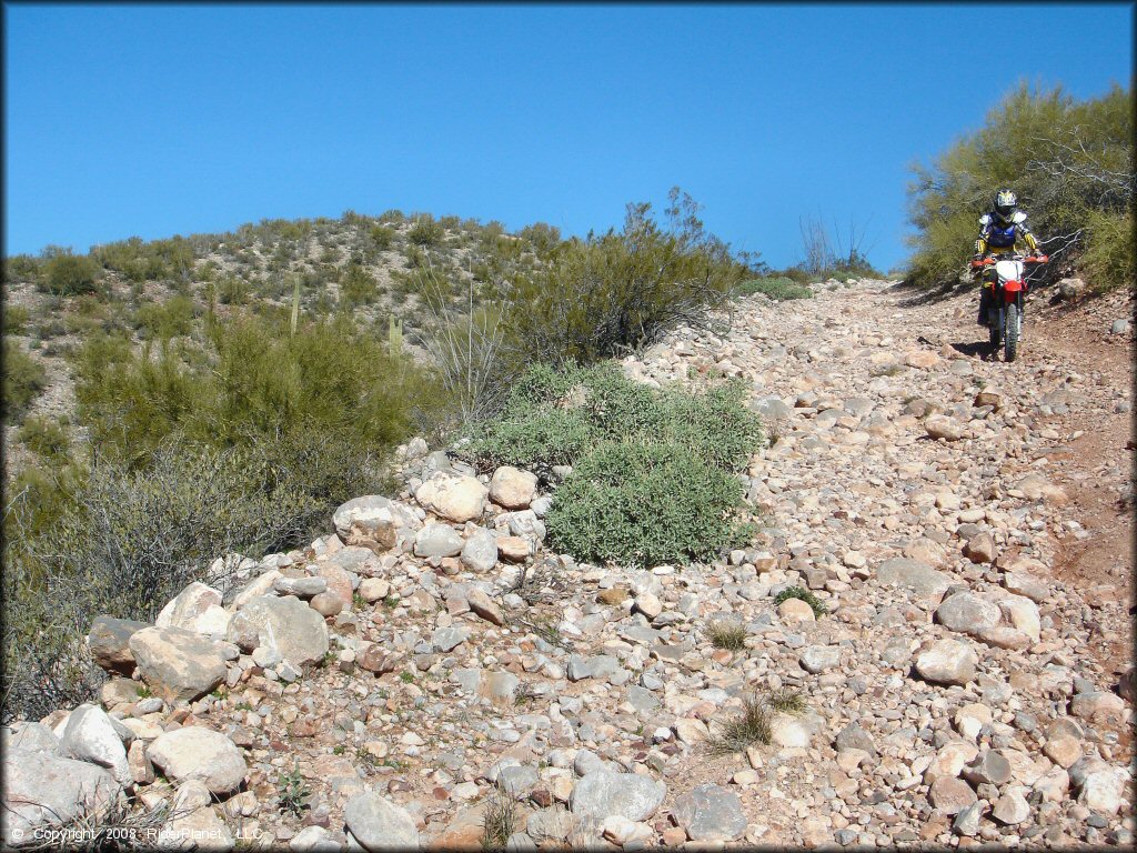 Honda CRF Motorcycle at Mescal Mountain OHV Area Trail