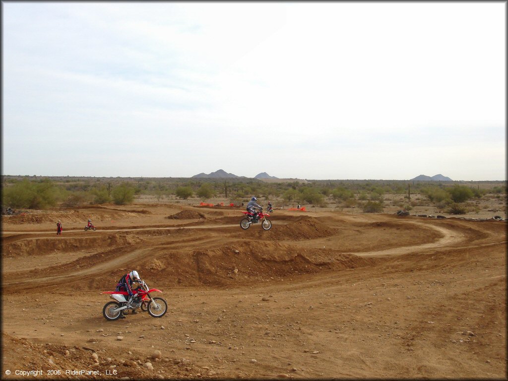 Honda CRF Motorcycle jumping at Canyon Motocross OHV Area