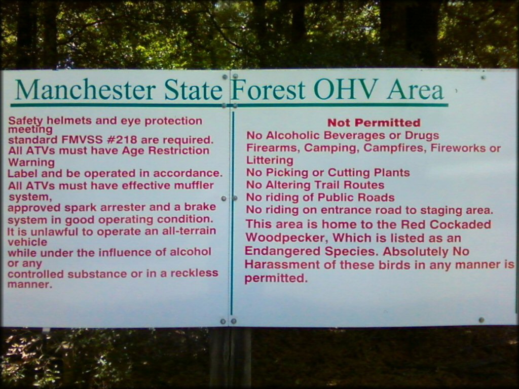 Amenities at Manchester State Forest OHV Trails