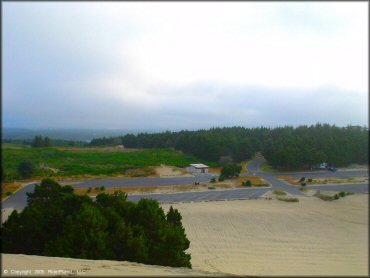 RV Trailer Staging Area and Camping at Oregon Dunes NRA - Florence Dune Area