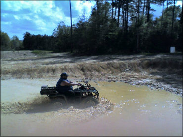 OHV crossing some water at Juderman's ATV Park Trail