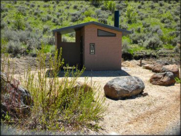 A vault toilet at one of the staging areas at Danskin Mountains,