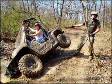 OHV crossing the water at The Cliffs Off Road Park Trail