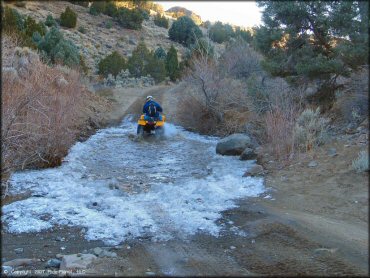 OHV crossing the water at Sevenmile Canyon Trail