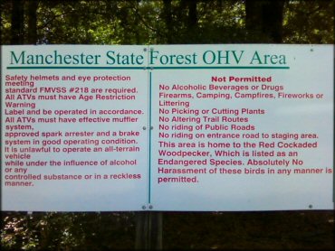 Amenities example at Manchester State Forest OHV Trails