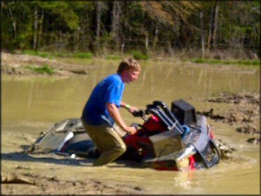 OHV crossing some water at Boggs and Boulders Trail