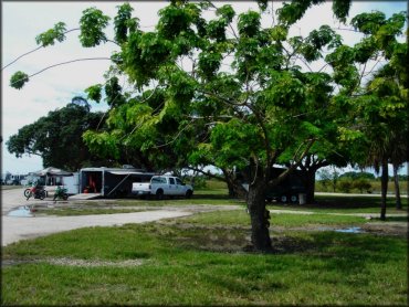 EZ-UP shade canopy in staging area.