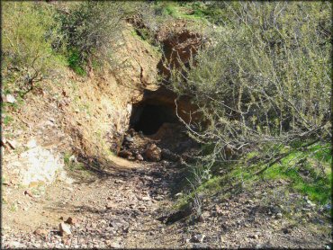 A close up photo of an abandoned mine.