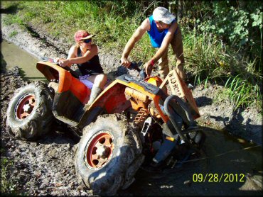OHV crossing the water at Boggs and Boulders Trail
