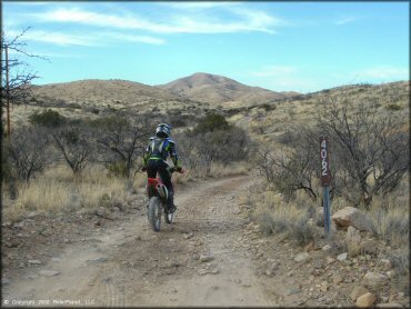 Woman riding a Honda CRF Dirtbike at Santa Rita OHV Routes Trail