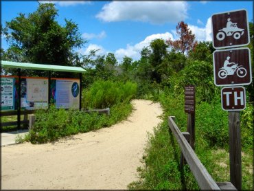 Signage for trailhead and information kiosk.