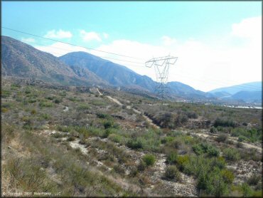Scenic view of trail and San Bernardino Mountains.