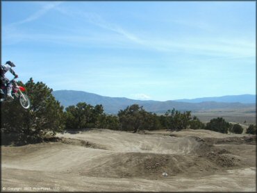 Honda CRF Dirtbike catching some air at Stead MX OHV Area