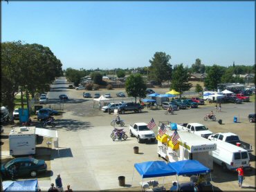 RV Trailer Staging Area and Camping at Los Banos Fairgrounds County Park Track